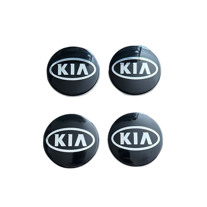 Set 4 capace jante KIA, negru, 58mm pentru jante aliaj