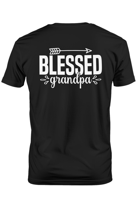 Tricou Barbati pentru un bunic apreciat si respectat cu mesajul in engleza "Blessed grandpa" cu imprimeu pe Spate, 100% Bumbac, Negru, XS
