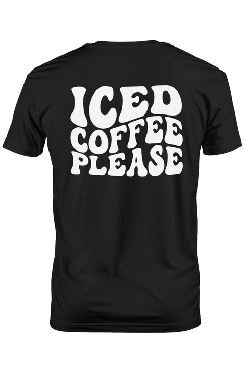 Мъжка тениска за предпочитащите студено кафе с щампа на гърба, 100% памук, черна, L
