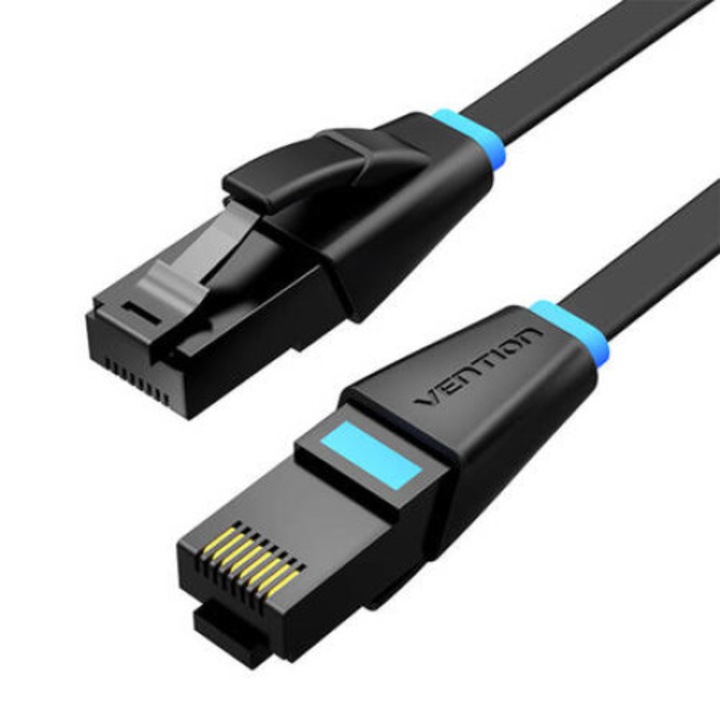 Cablu de retea Ethernet plat UTP Cat. 6 Vention IBJBD 0.5m negru