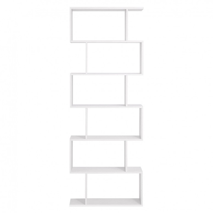 Biblioteca Stil Industrial, Modern, Alb BRX011, 190.5x70x24 cm