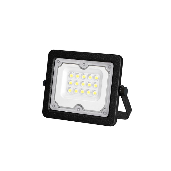 Fekete LED reflektor, 10W, hideg fény, 1000lm, IP65, Galaxi