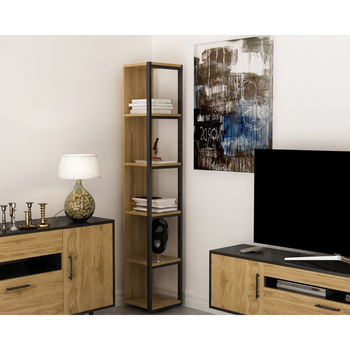 Biblioteca, B-88770, Negru, 33.7x180x29.5 cm