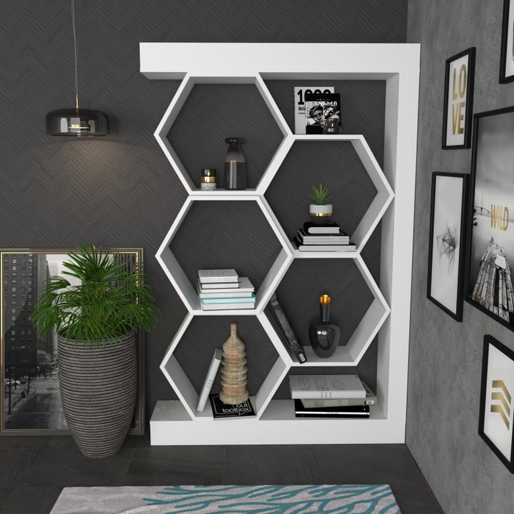 Biblioteca, B-88868, Alb, 90x24.6x140 cm