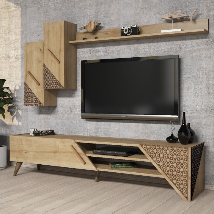 Comoda TV Rustic, CMD420, design versatil, spatiu generos de depozitare, 150x40x60cm