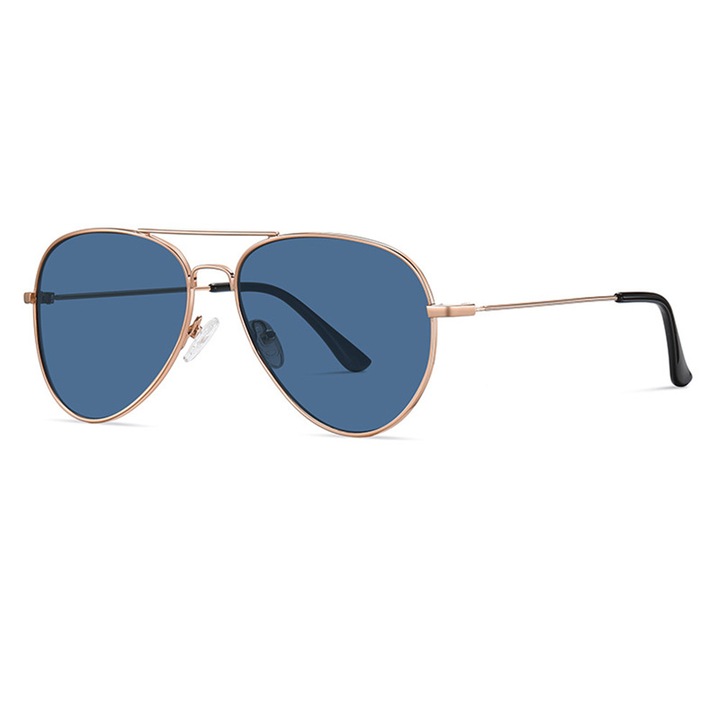 Ochelari de soare Techsuit, model 3025, metal, UV protection, albastru/auriu