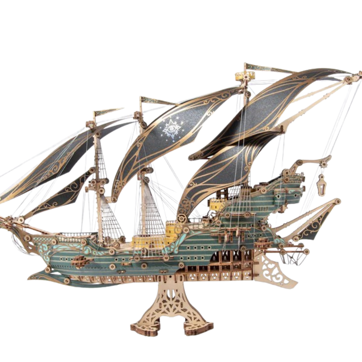 ROKR 3D Puzzle, Kalózhajó Sparrow tengeri kalandjai, zöld, 518 db-os