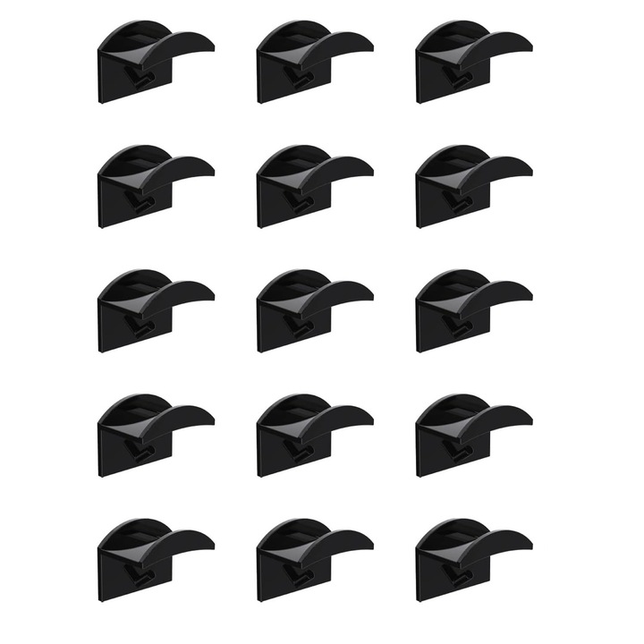 Set 15 Suporturi Autoadezive pentru Palarii, QttvbTna, Plastic, Negru, 4.8x3.3x4cm