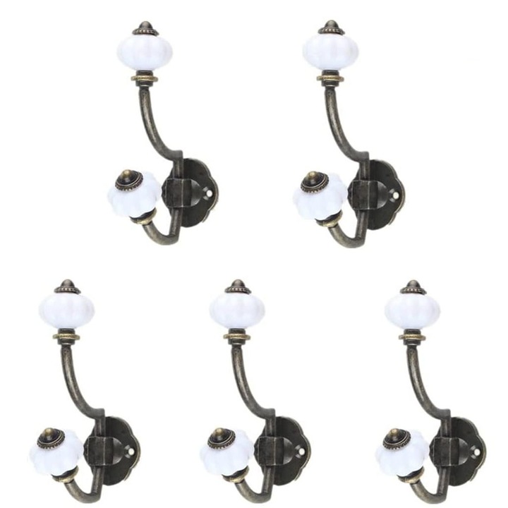 Set 5 agatatori, stil european, zinc, 13x4.5cm, negru