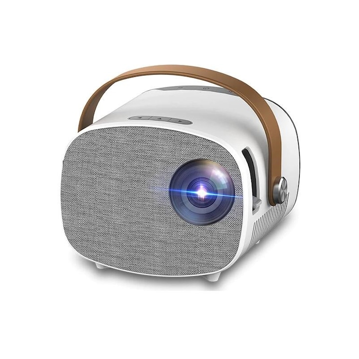 Видеопроектор Chigoods YG230 WiFi, преносим, 1080P, 2400 лумена, LED, HDMI, AV, USB, SD, поддръжка на Apple/Android, безжична връзка за мобилен телефон/таблет, вграден високоговорител, Miracast, дистанционно управление, бял
