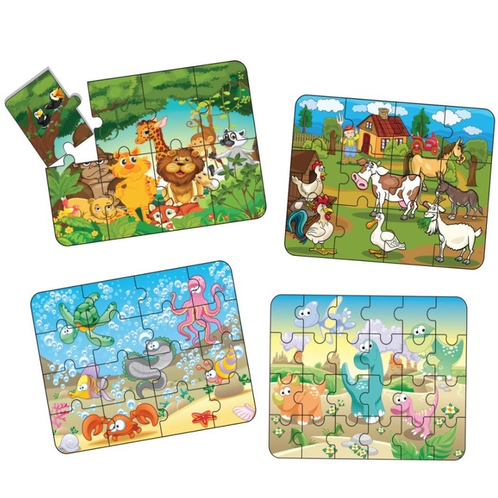 Rejtvény 4 az 1-ben, Mosolyjátékok, Állatok (8, 12, 16, 24 darab)