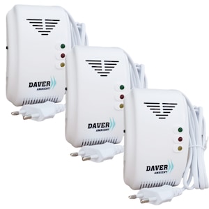 Set cu trei senzori detectori de gaz, cu alimentare la 220V/50Hz si comanda electrovalva 220V/50Hz sau 12V curent continuu, Daver
