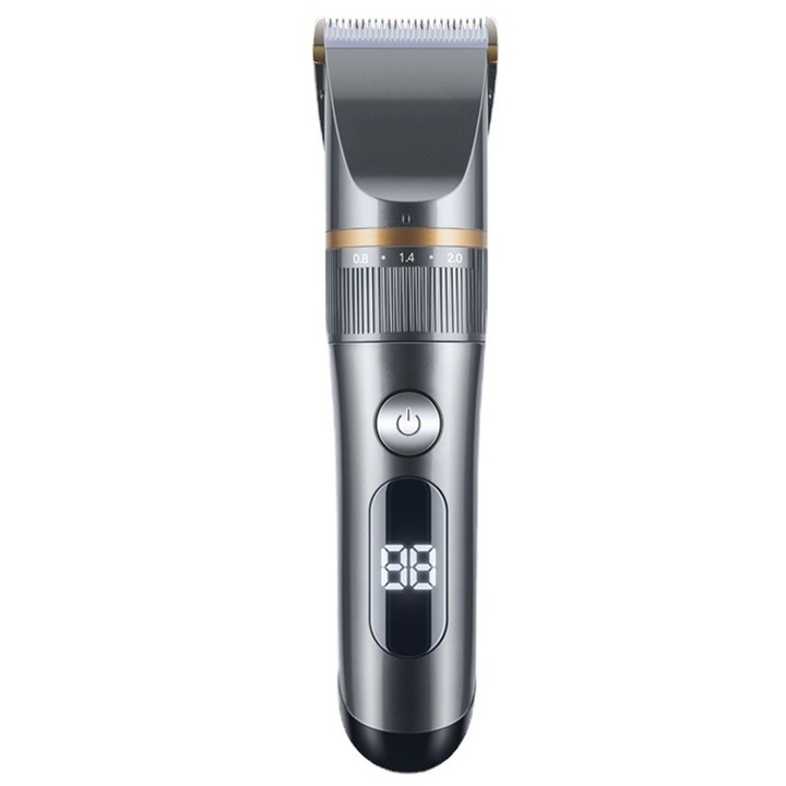 Машинка за подстригване и самобръсначка Multi Beard Pro, с керамични остриета, метален корпус, без кабел, 1800mAh батерия, IPX7, LEIISVK, сребрист