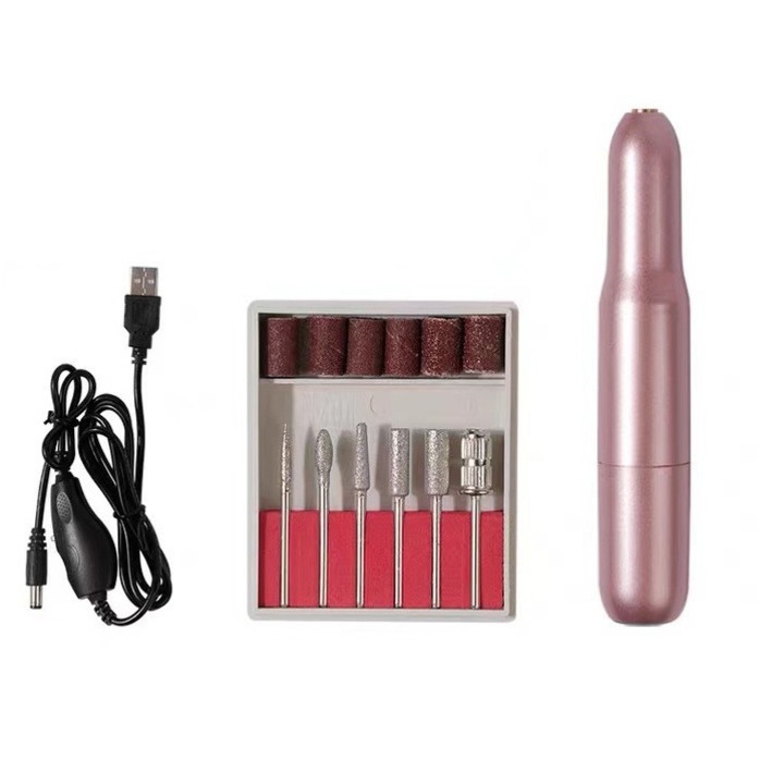 Manikűr-pedikűr készülék szett, állítható, rózsaszín, 110x19mm
