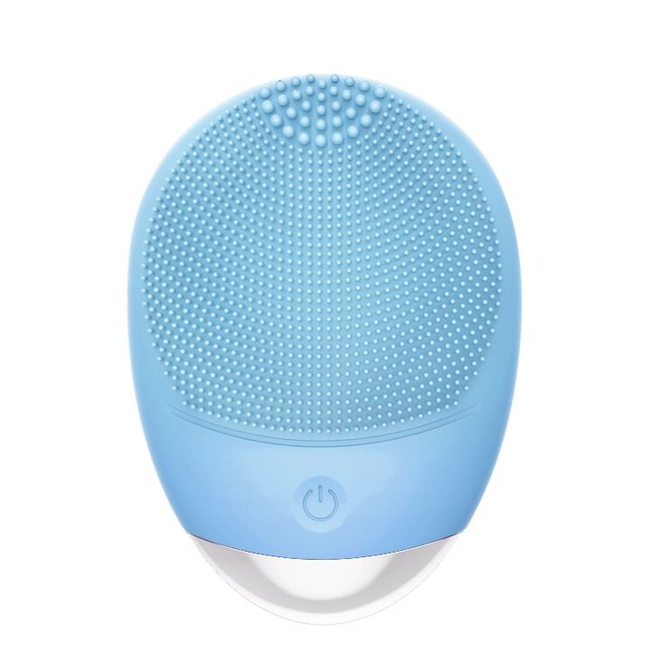 Elektromos arctisztító kefe, szilikon, 6 sebesség, vízálló, USB töltés, kék