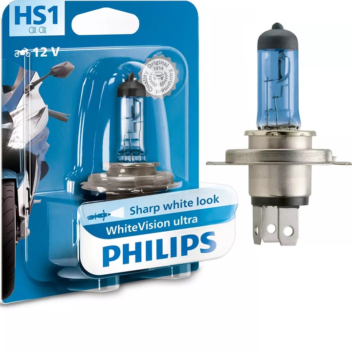 Bec halogen, Philips, White Vision Ultra Moto, 12V 55W