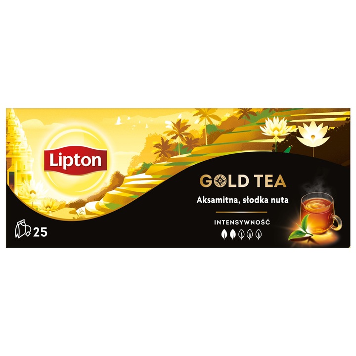 Ceai negru Lipton Gold, 25 bucati, Multicolor