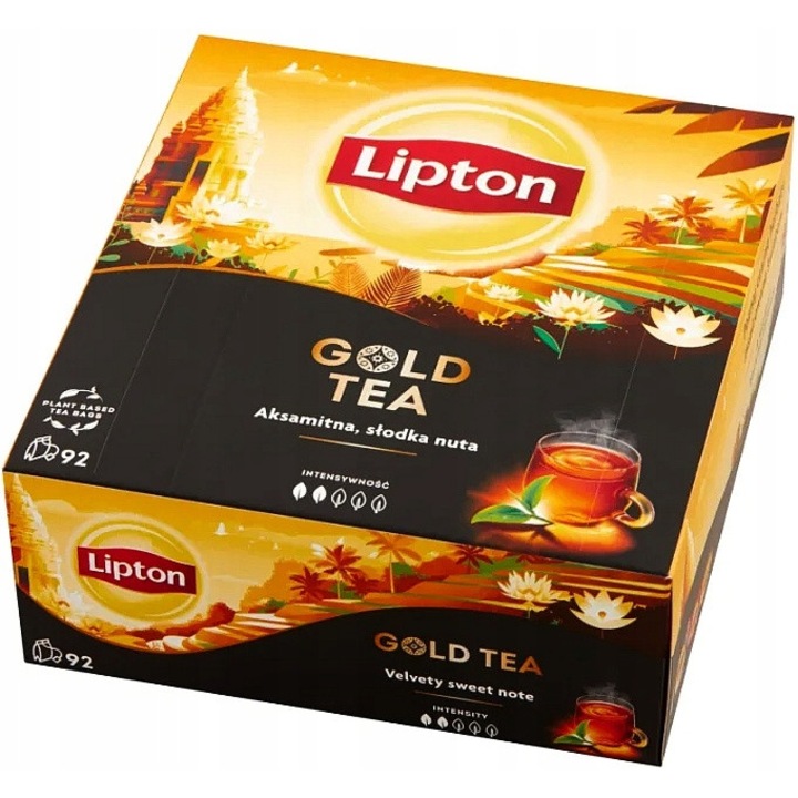 Ceai negru Lipton Gold, 92 plicuri, inspiratie asiatica, 138g