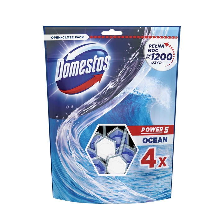 WC-illatosító, Domestos, Power 5, Ocean Lime, 4 x 55 g