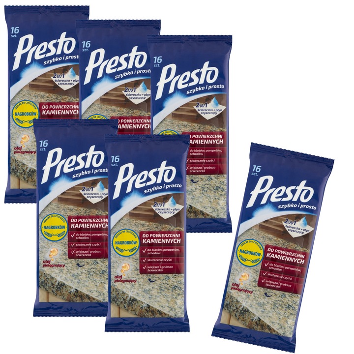 Set 6 pachete servetele umede Presto, pentru suprafete de piatra