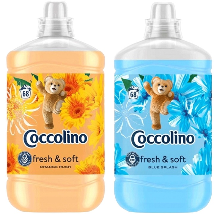 Комплект балсами за пране Coccolino Creations, Orange Rush & Blue Splash, микрокапсулна технология, 2x1.7l, многоцветен