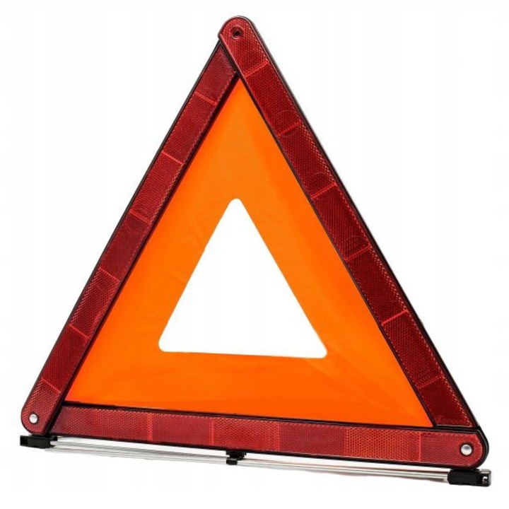 Triunghi reflectorizant auto K2, 43x39cm, pliabil, portocaliu/rosu