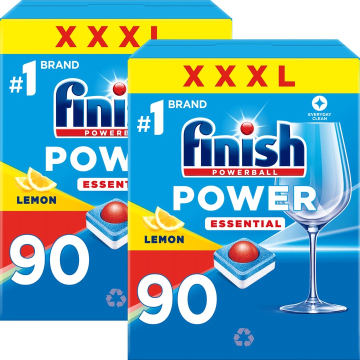 Tabletta mosogatógéphez, Finish, Power Essential, Lemon, 180 db-os készlet