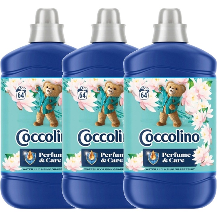 Комплект от 3 бутилки омекотител, Coccolino, 4.8L, син
