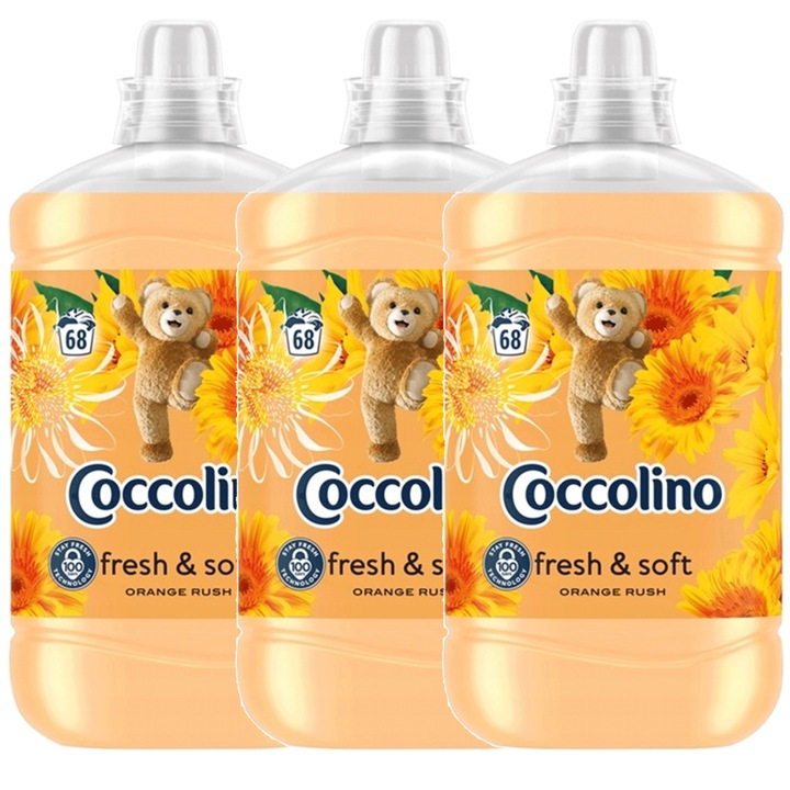 Set 3 balsame de rufe Coccolino Creations Orange Rush, 1.7L, 3 bucati, parfum floral