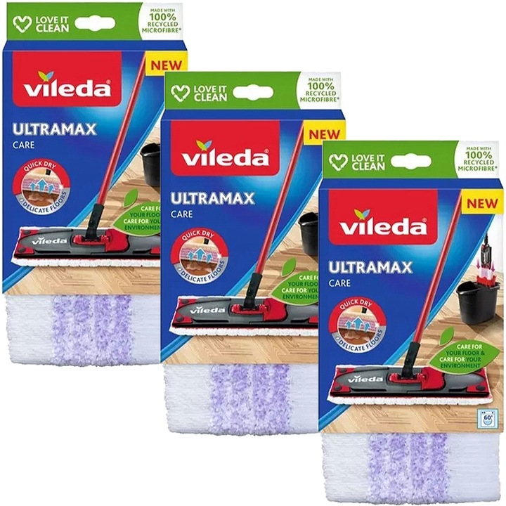 3 db Ultramax Care felmosóbetét-készlet, Vileda, mikroszálas, többszínű