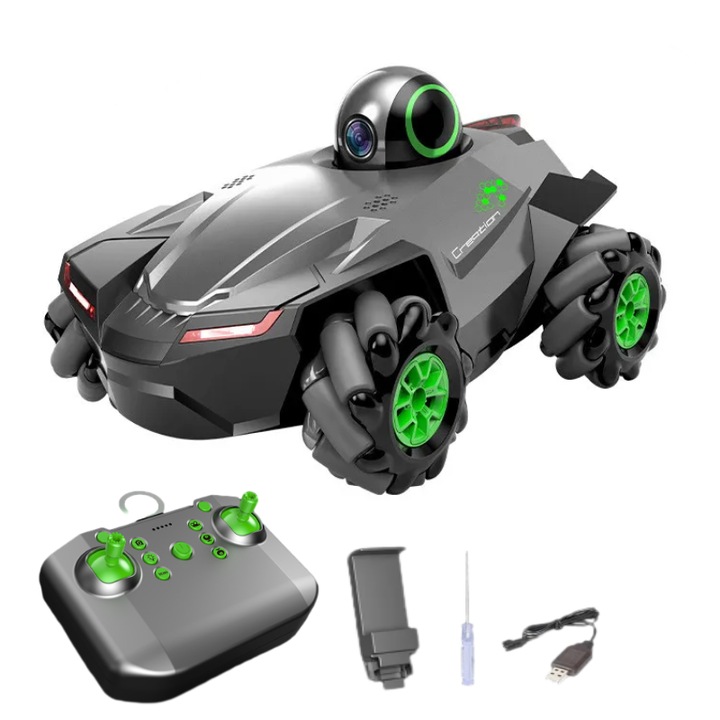 WALALLA RC autó 1080P HD FPV kamerával, 1:20 2,4 GHz sebességfokozatú 90°-ban állítható szögű mobiltelefon-vezérlés fotó/videó gyerekeknek/felnőtteknek fekete