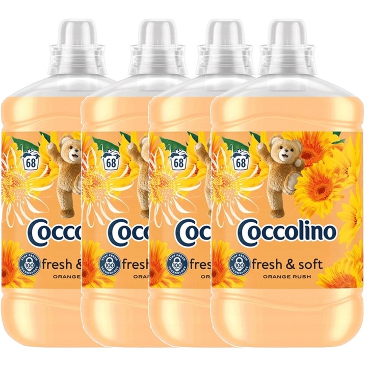 Balsam de rufe Coccolino Creations Orange Rush, 1,7L, set 4 bucati, parfum floral