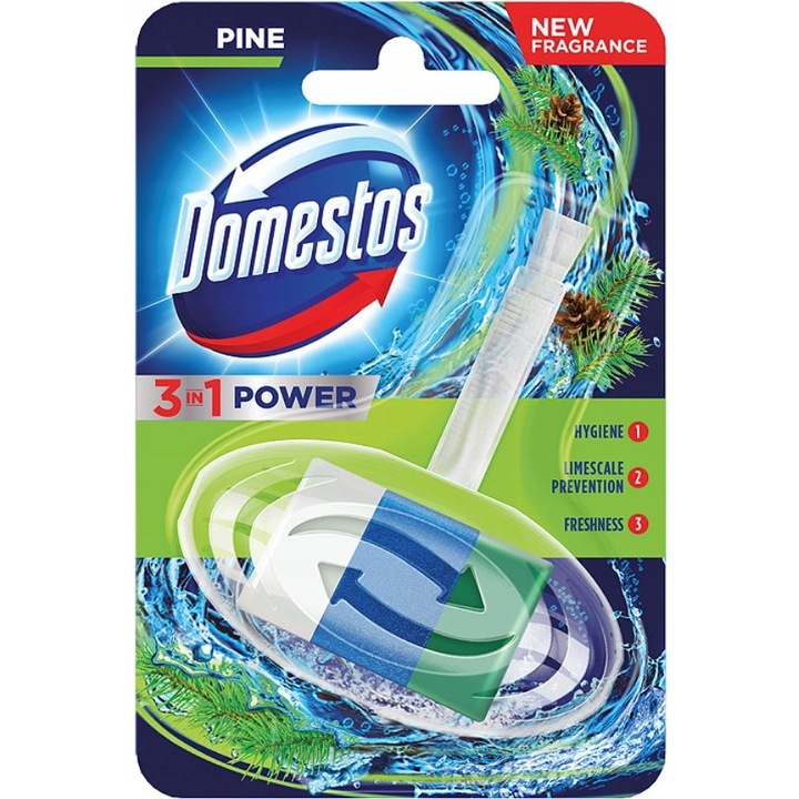 Освежител за тоалетна, Domestos, Power 3w1, Pine, 40гр