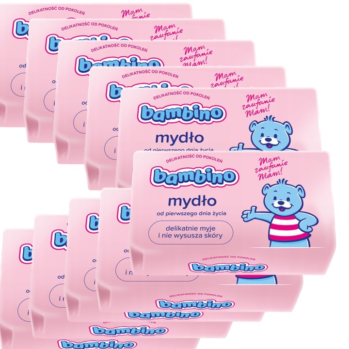 Set 10 sapunuri Bambino, lanolina, pentru copii, 90g