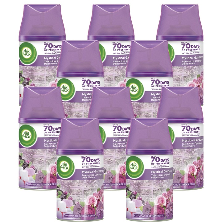 Комплект освежители за стая Air Wick Freshmatic от 10 пълнителя, есенция малина и роза, 250 мл