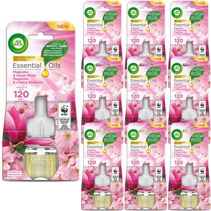Set 10 Rezerve Odorizant Electric Air Wick, Magnolie si Floare de Cires, 19ml