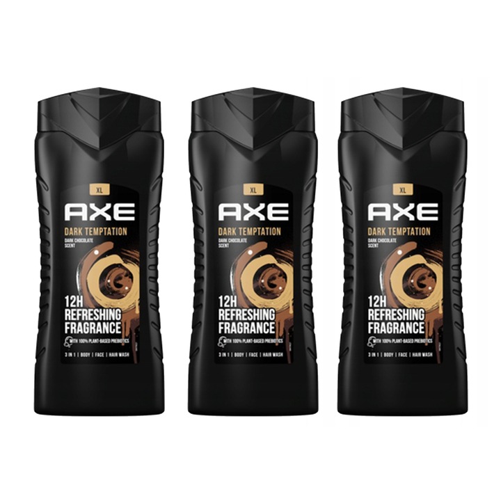 Set 3 geluri de dus, Axe, Dark Temptation, 1200ml