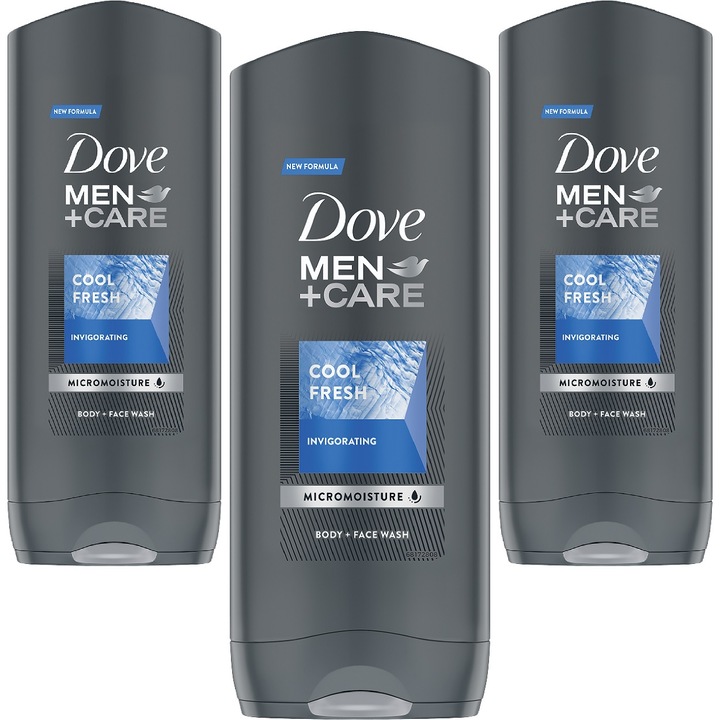 Set geluri de dus barbati, Dove Men+Care Cool Fresh, 400mlx3