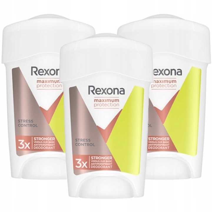 Set 3 Antiperspirante pentru femei Stress Control Sweat Blocker, Rexona, Fara urme albe, 45ml