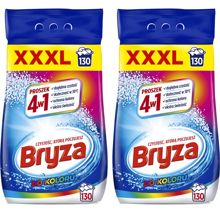 Set 2x Detergent rufe Bryza, protectie culoare, eficacitate la 30C, 8.45kg