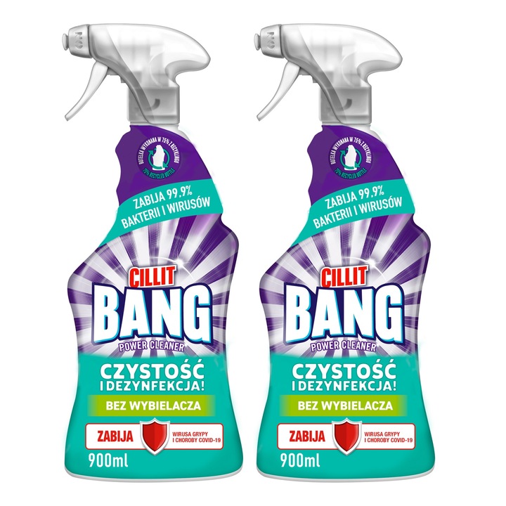 Set 2 spray-uri curatare si dezinfectare Bang, Cillit, pentru toate suprafetele, 900 ml, multicolor