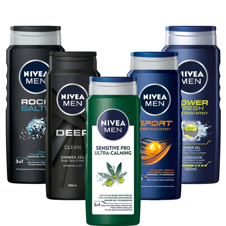 Tusfürdő, Nivea Men, készlet 5x500ml