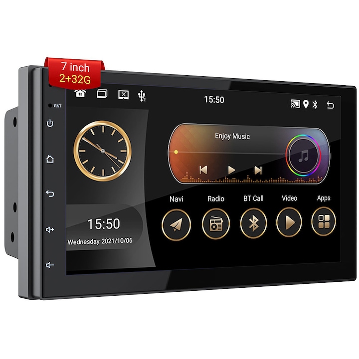 Navigatie auto universala, JESWO®, GPS, Display 7 inch, 2GB RAM, 32GB, Android 11, Carplay, ASP, AHD, Bluetooth, WiFi, Radio FM, Negru