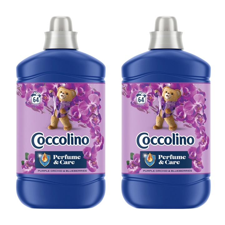 Set 2x Balsam de rufe, Coccolino, orhidee/afine, 2x 1.6L, 2x 60 spalari