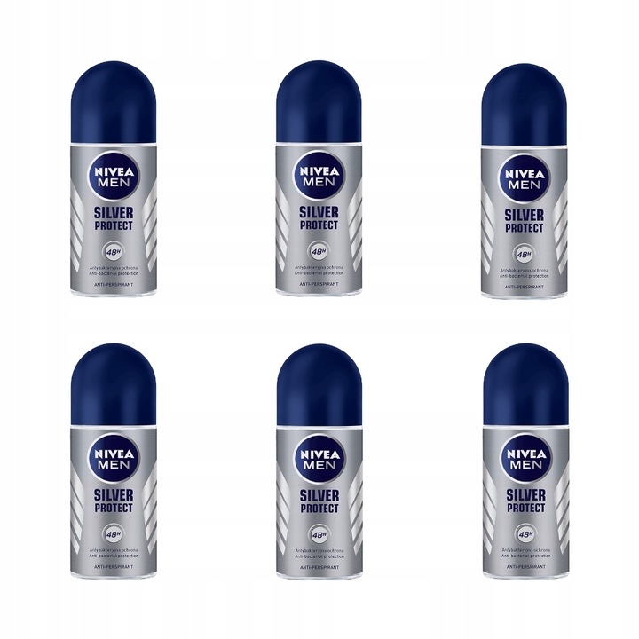 Set 6 x Antiperspirant roll-on, Nivea Silver Protect, 50 ml x 6