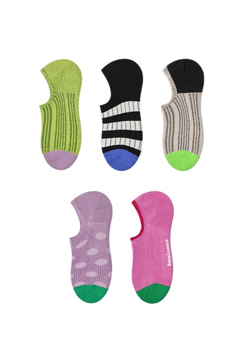 Sosete dama, bumbac, scurte, cu model, 35-41, set 5 perechi