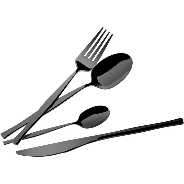 24 db Berlinger Haus Black SS evőeszköz készlet, rozsdamentes acél, fekete