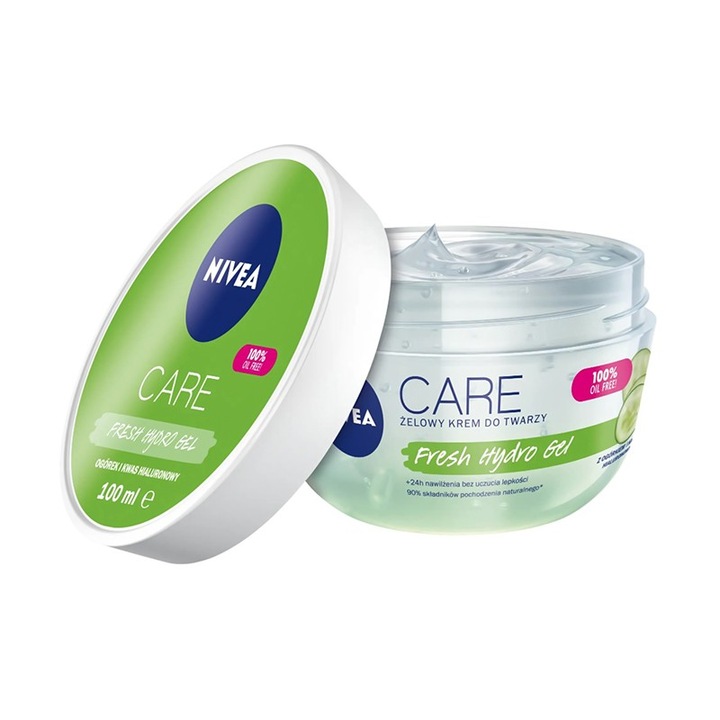 Gel pentru Fata Hialuronic Hidratant cu Extract de Castravete Nivea Care Fresh Hydro, 100 ml