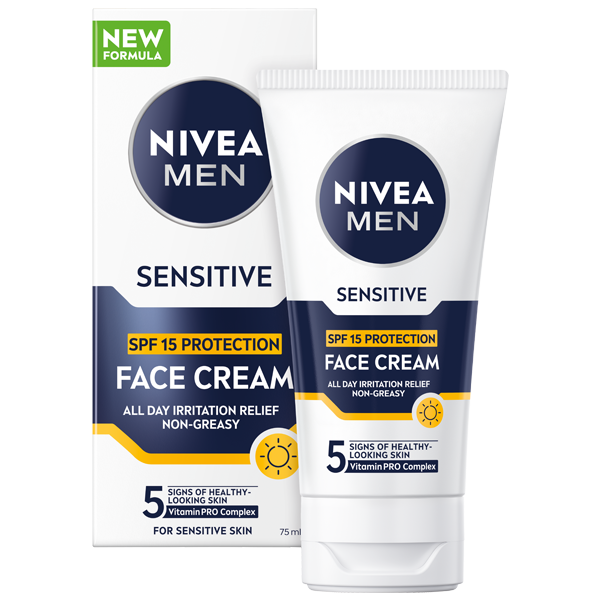 Crema de fata NIVEA Sensitive pentru ten sensibil cu SPF15, 75ml