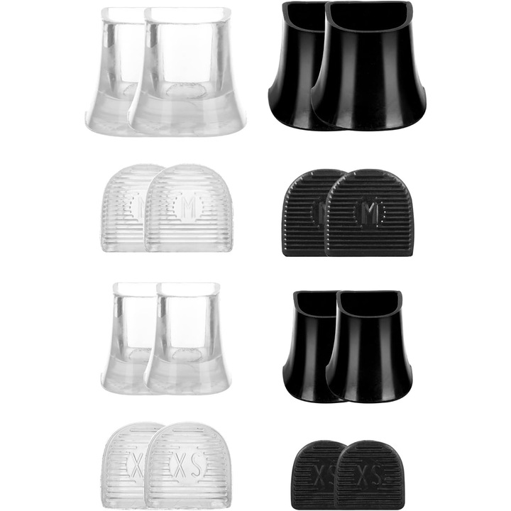 Protectoare tocuri, Nybgyy, set 8 perechi, XS/S/M/L, transparent/negru